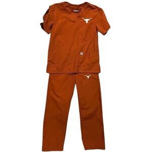 UTMB Health Texas Longhorn Scrub Set S Burnt Orange Medical Uniform Nursing